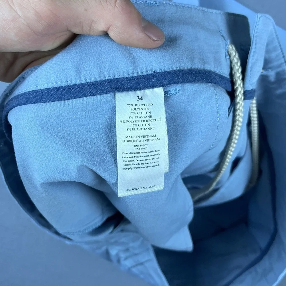 Faherty Brand All Day Shorts Mens 34 Light Blue Hybrid Stretch Board Shorts